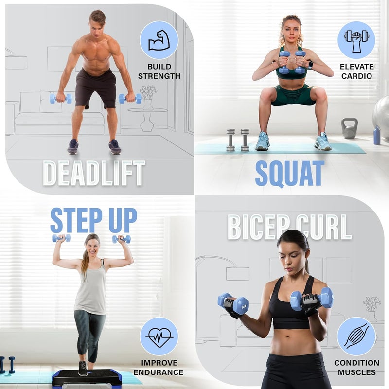 Yes4All Vinyl Hexagon Dumbbell - Dumbbells Set of 2 Hand Weights for Home Gym & Strength Training (2-15 lbs Weight Options) - Image 3